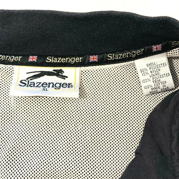 Vintage Slazenger Golf Lined Windbreaker XL Pullover Button Sweatshirt Black EUC - Picture 4 of 12